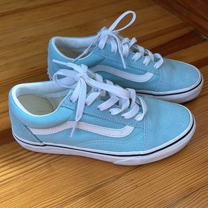 Baby blue Vans, kids size 3.0, worn once, excellent condition.